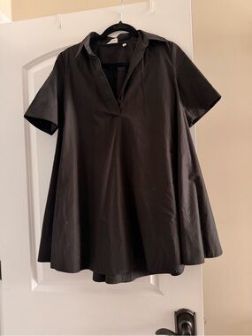 Babaton Black Short-Sleeve Polo Tunic Dress